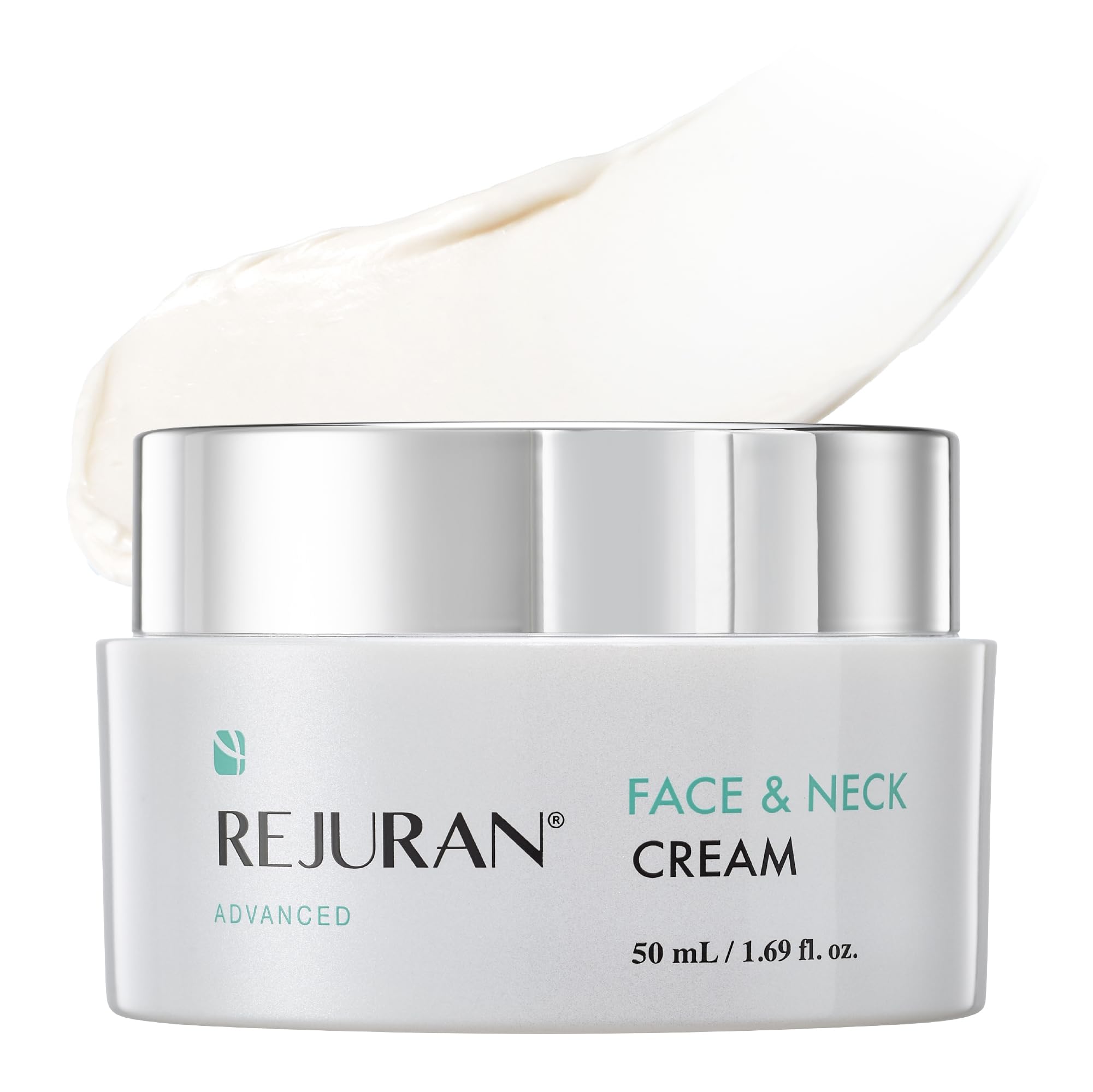 REJURAN Advanced Face & Neck Firming Cream bottle shows targeted hydration and lifting potential