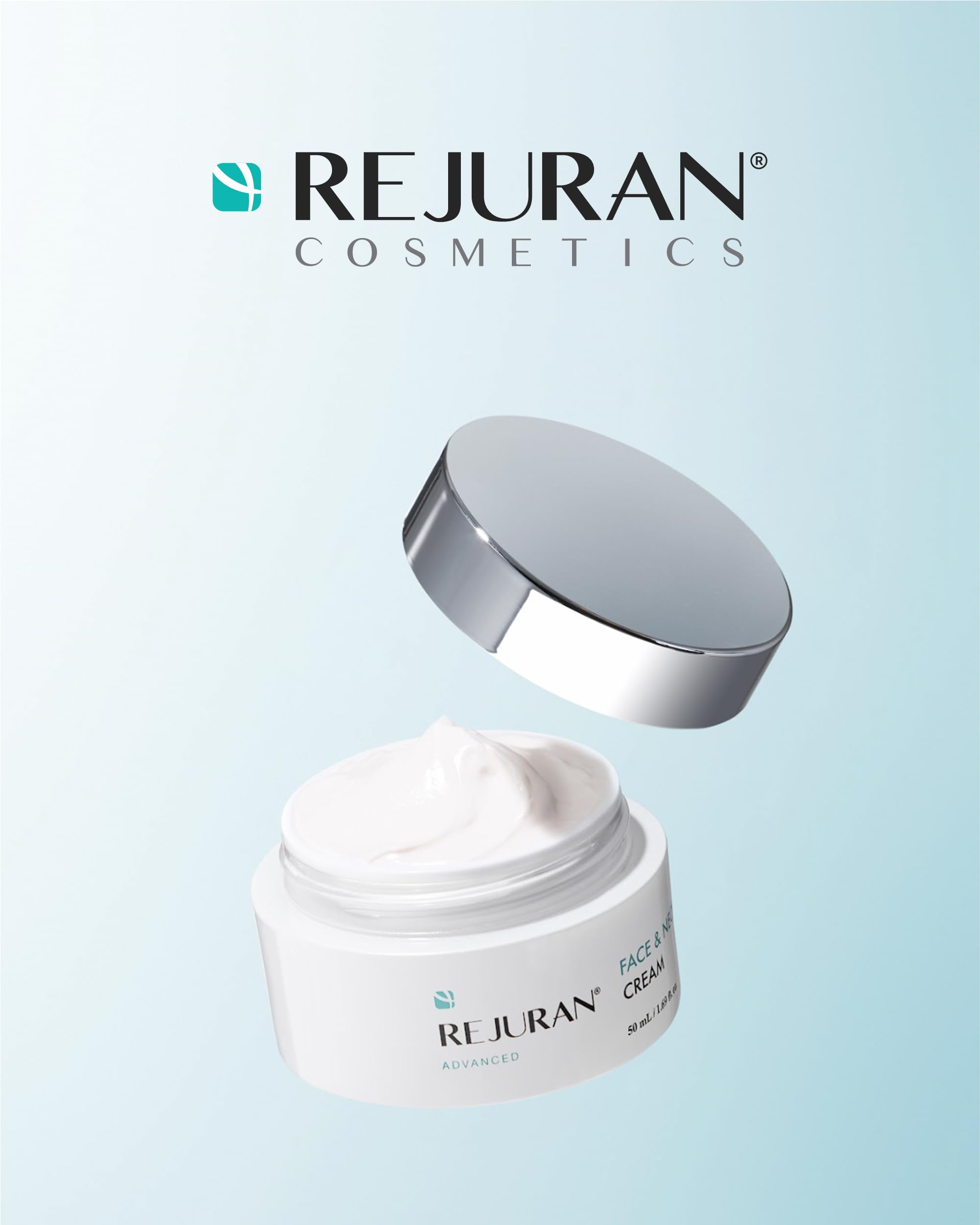 REJURAN cruelty-free badge emphasizes ethical skincare choices