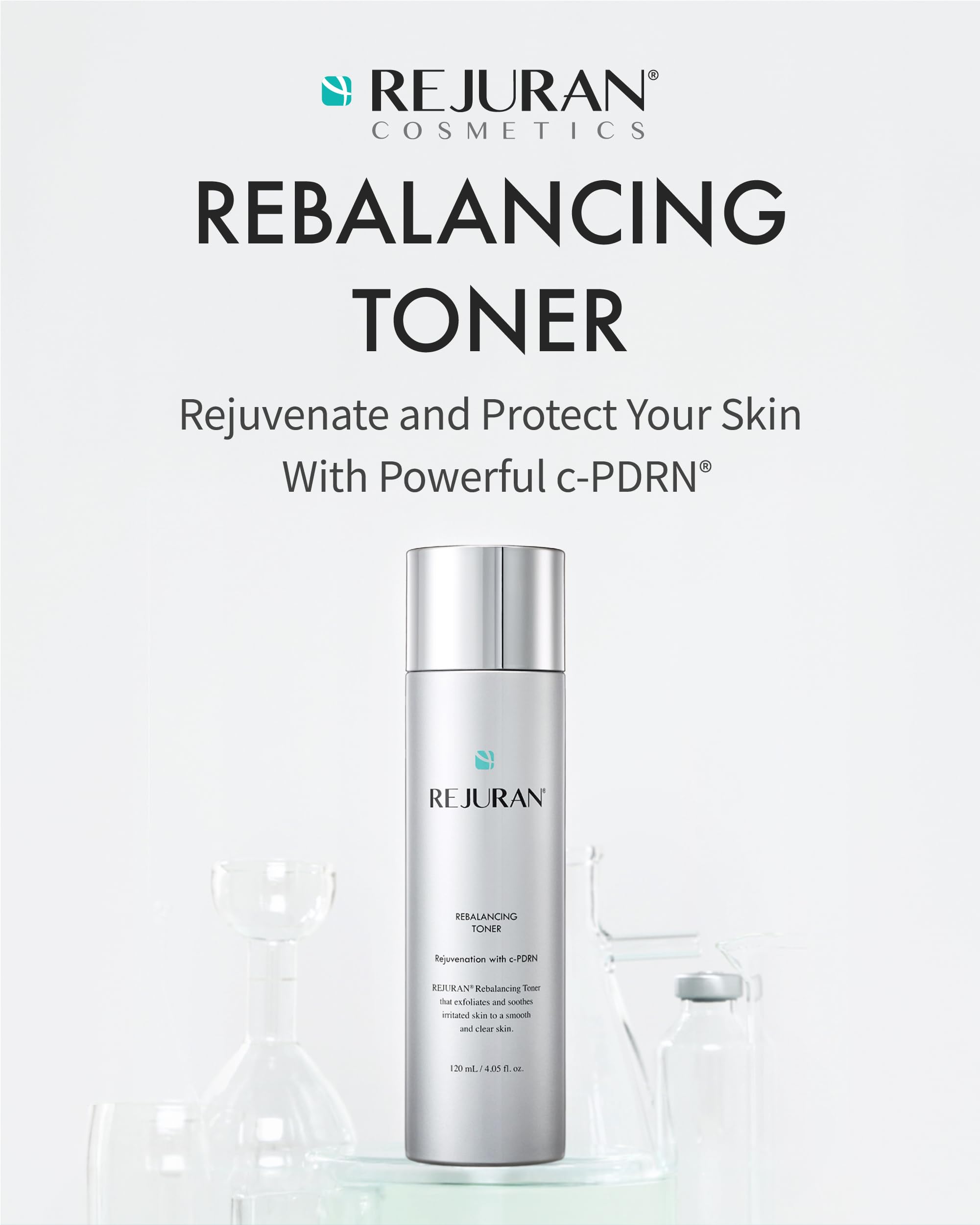 REJURAN c-PDRN technology molecule close-up highlights potential for firmer-looking skin.