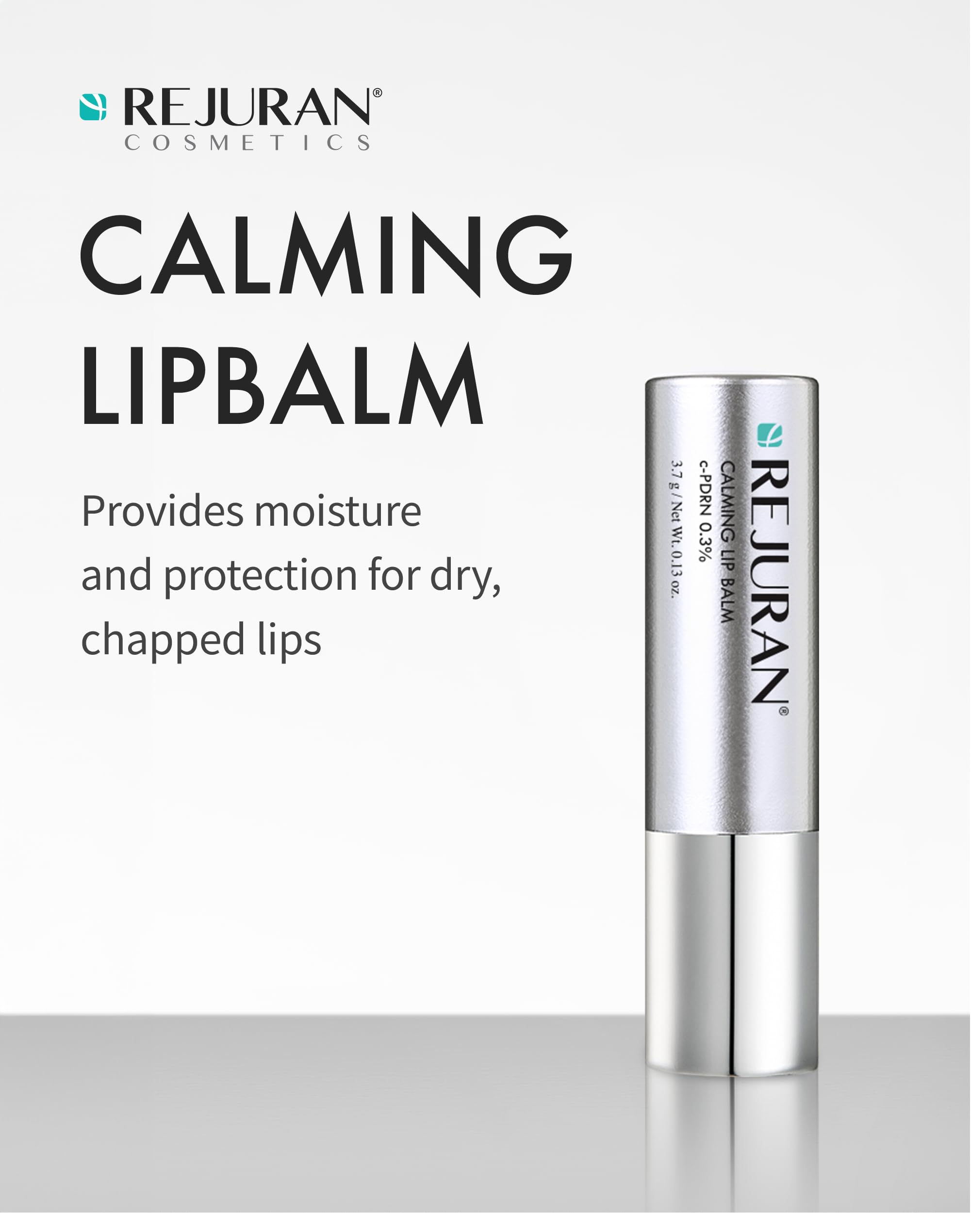 REJURAN Calming Lip Balm swatch showing rich moisture and smooth application.
