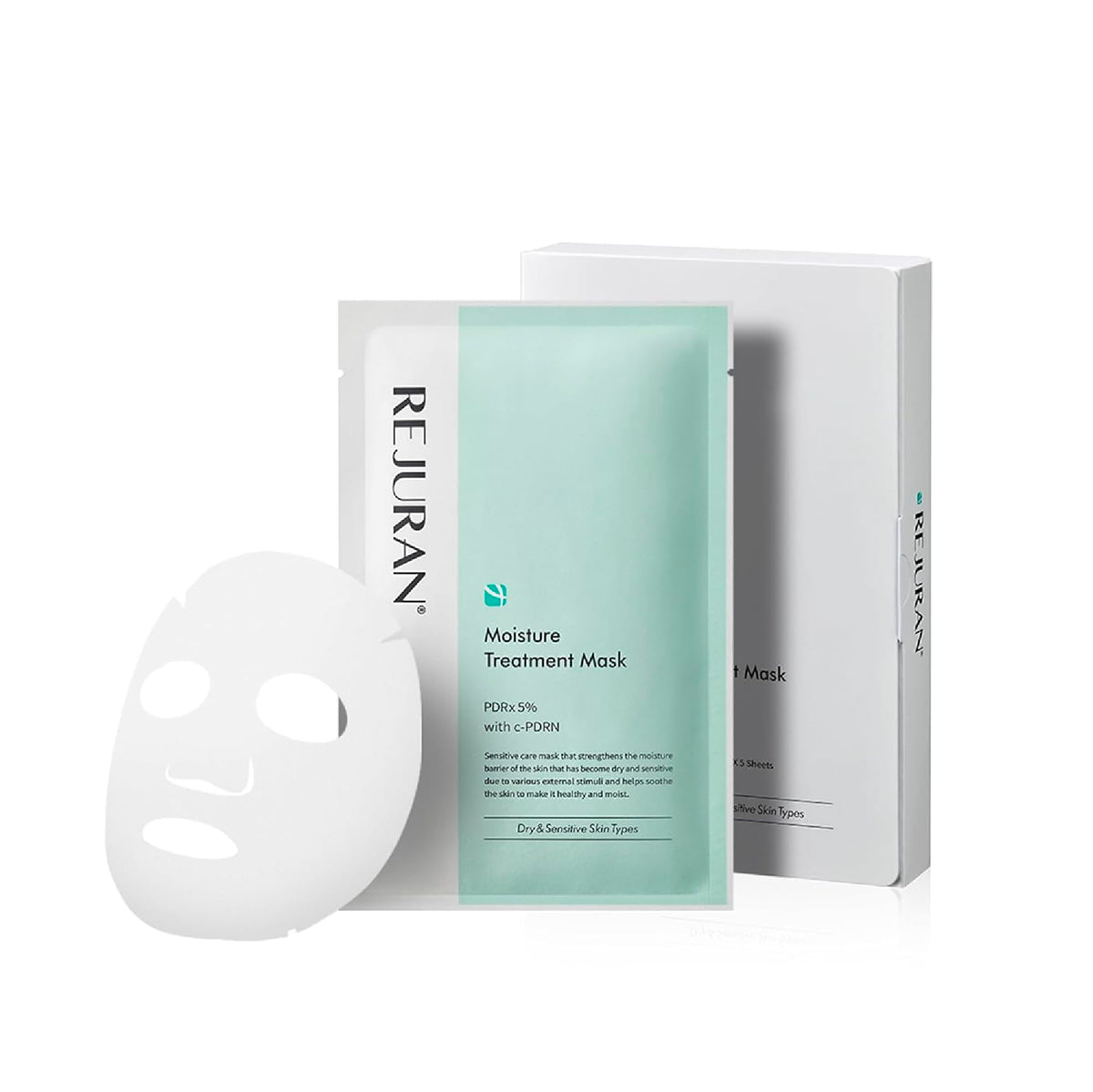 REJURAN Moisture Treatment Mask packaging ready for a calming routine.