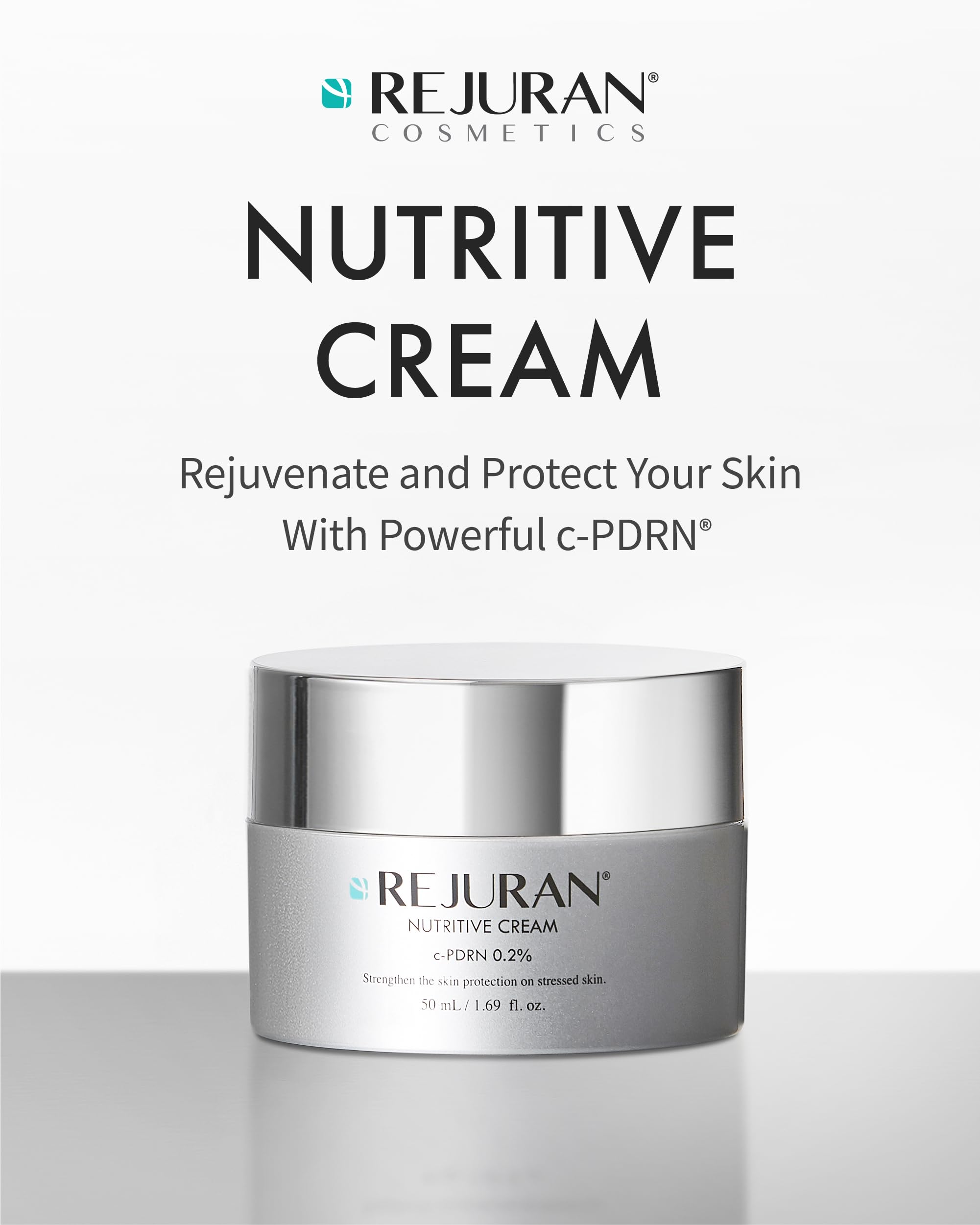 REJURAN Nutritive Cream closeup texture shows silky, easy-to-apply formula.
