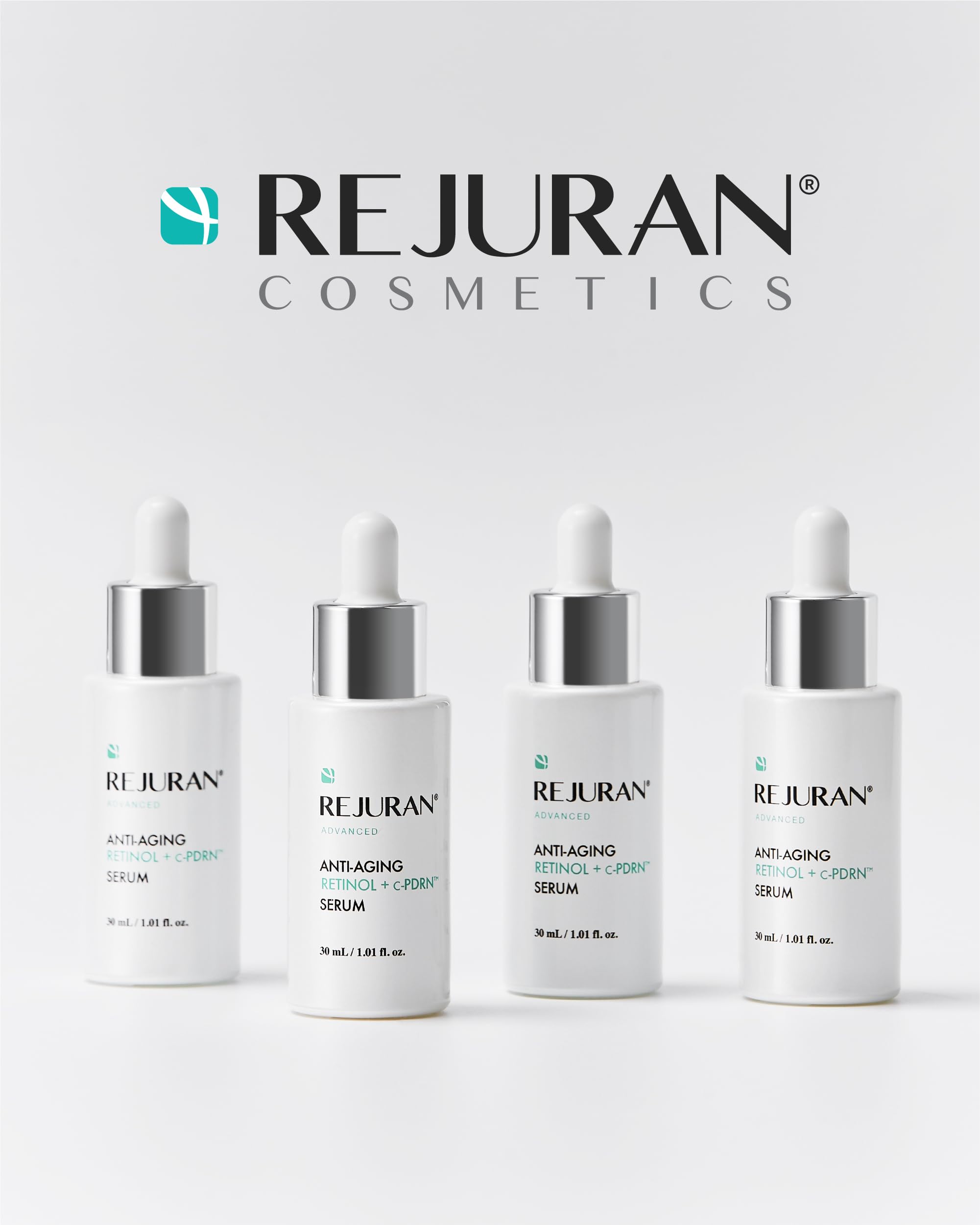 REJURAN Packaging view conveys premium, dermatologist-inspired skincare routine.