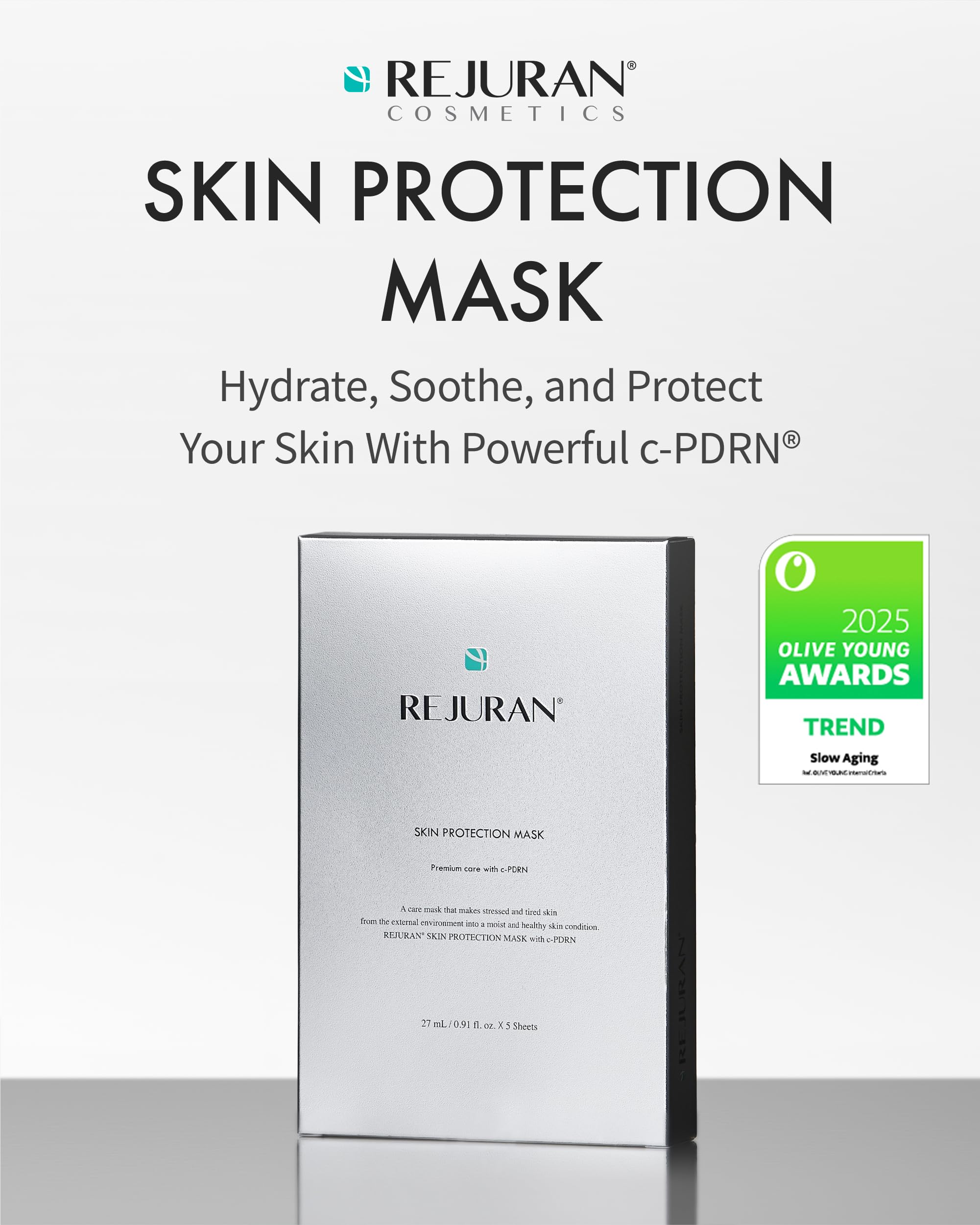 REJURAN Skin Protection Mask sheet laid out for soothing routine