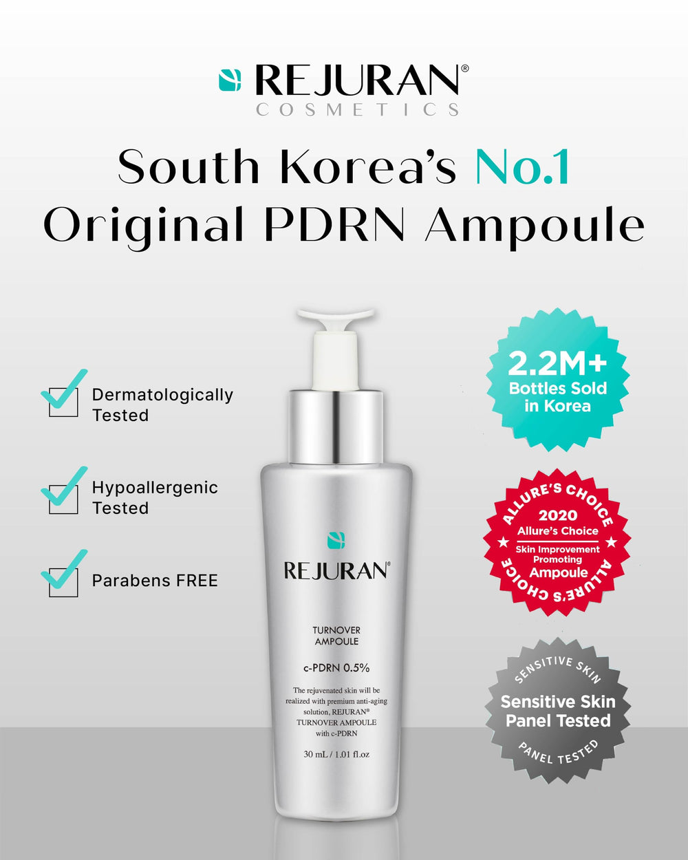 REJURAN Turnover Ampoule being applied to skin for smoother texture