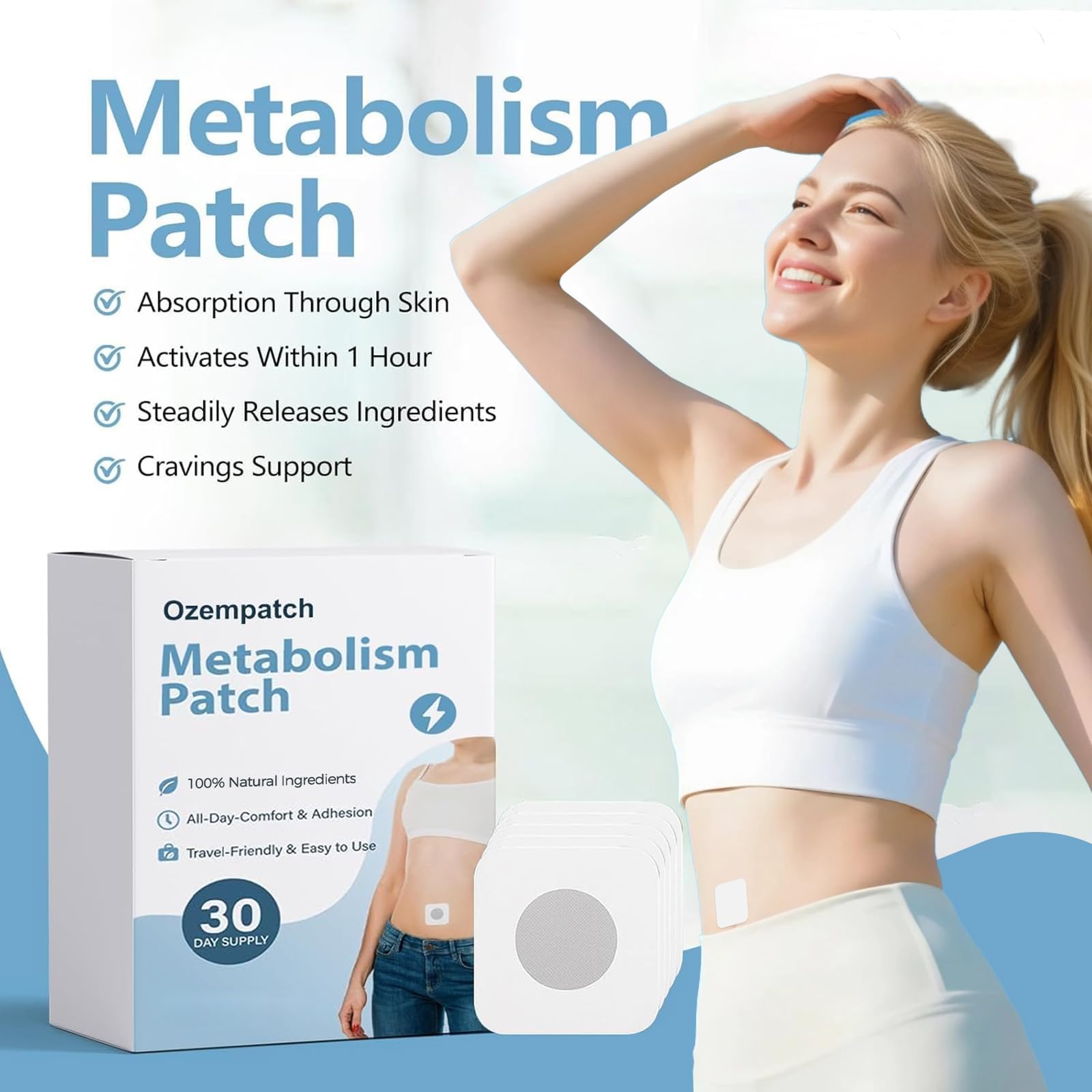 Close-up of RejuvaCare Ozempatch soft fabric for sensitive skin comfort.