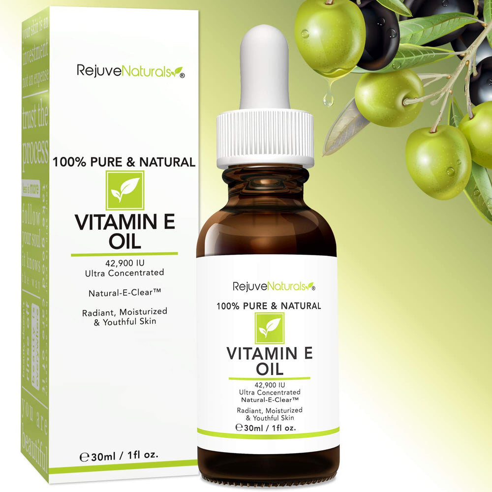 RejuveNaturals Vitamin E Oil dropper for precise application.