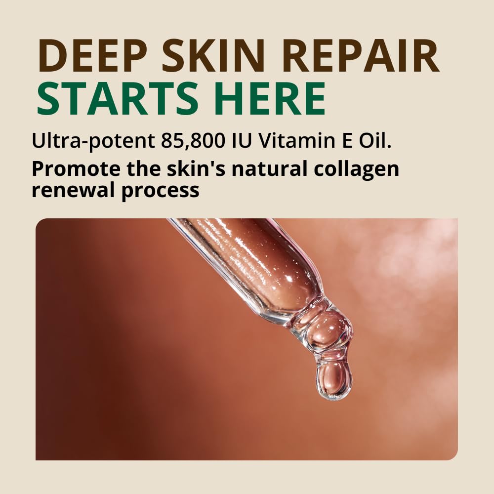 RejuveNaturals Vitamin E Oil dropper—easy application for quick moisturization and nourishment.