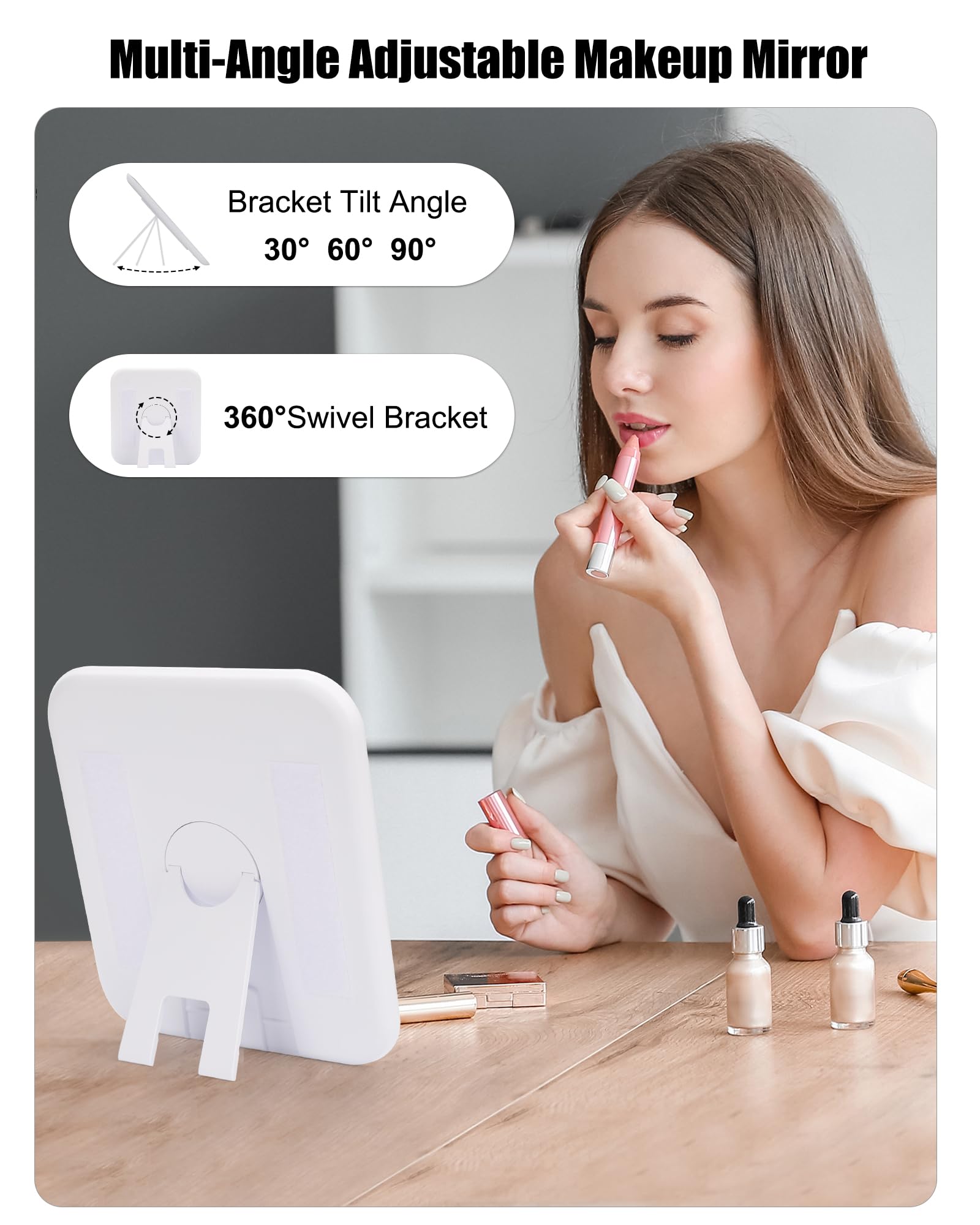 Relavel 4K silver-plated LED mirror delivers crisp reflections for precise makeup application