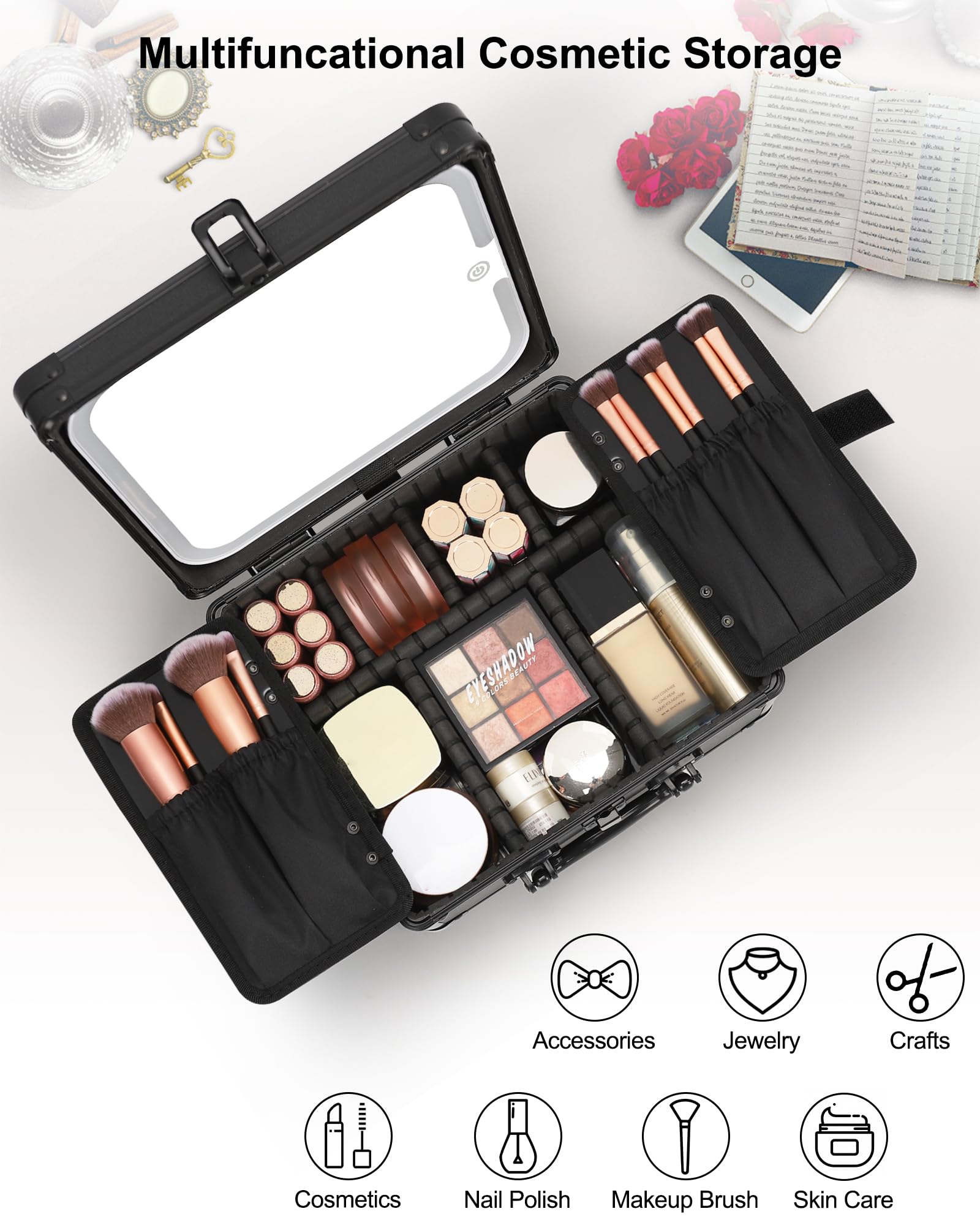 Relavel 80 LEDs lighted mirror provides bright, versatile illumination for makeup tasks.