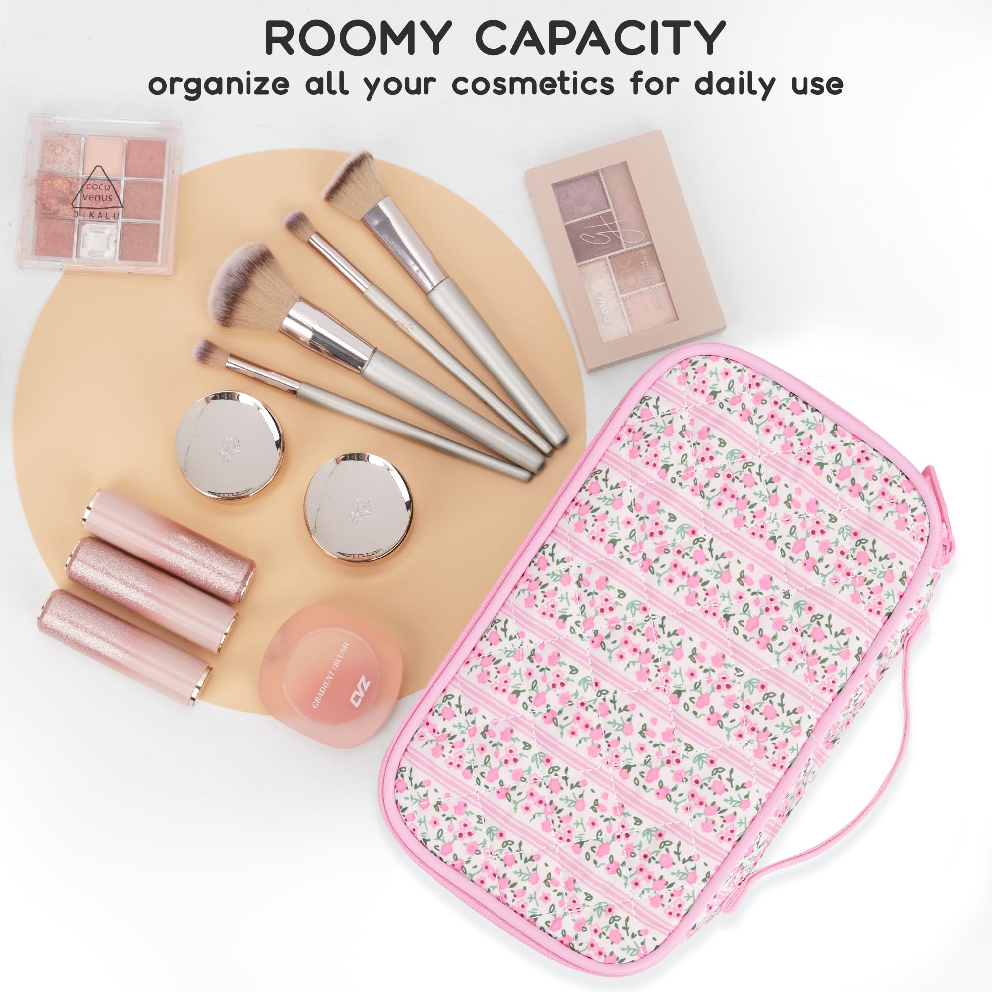 Relavel bolso maquillaje con porta brochas: espacio dedicado para pinceles.