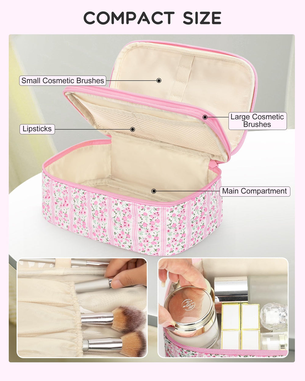 Relavel bolso maquillaje para viaje práctico: tamaño compacto ideal para llevar.