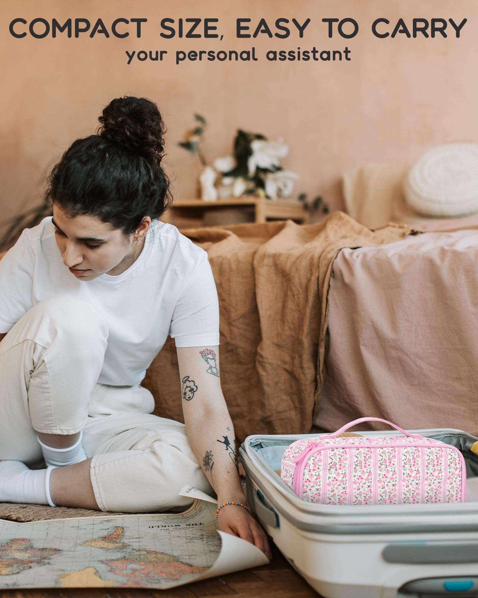 Relavel regalo ideal: bolso maquillaje rosado, elegante y práctico.