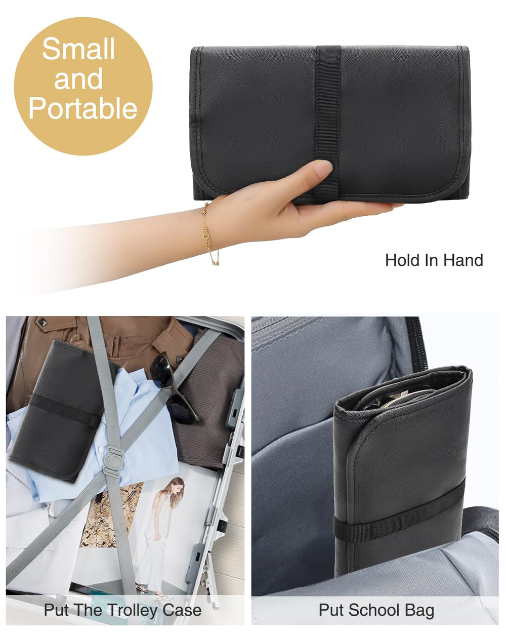 Relavel built-in small transparent bag offers space for small cosmetics and tools.