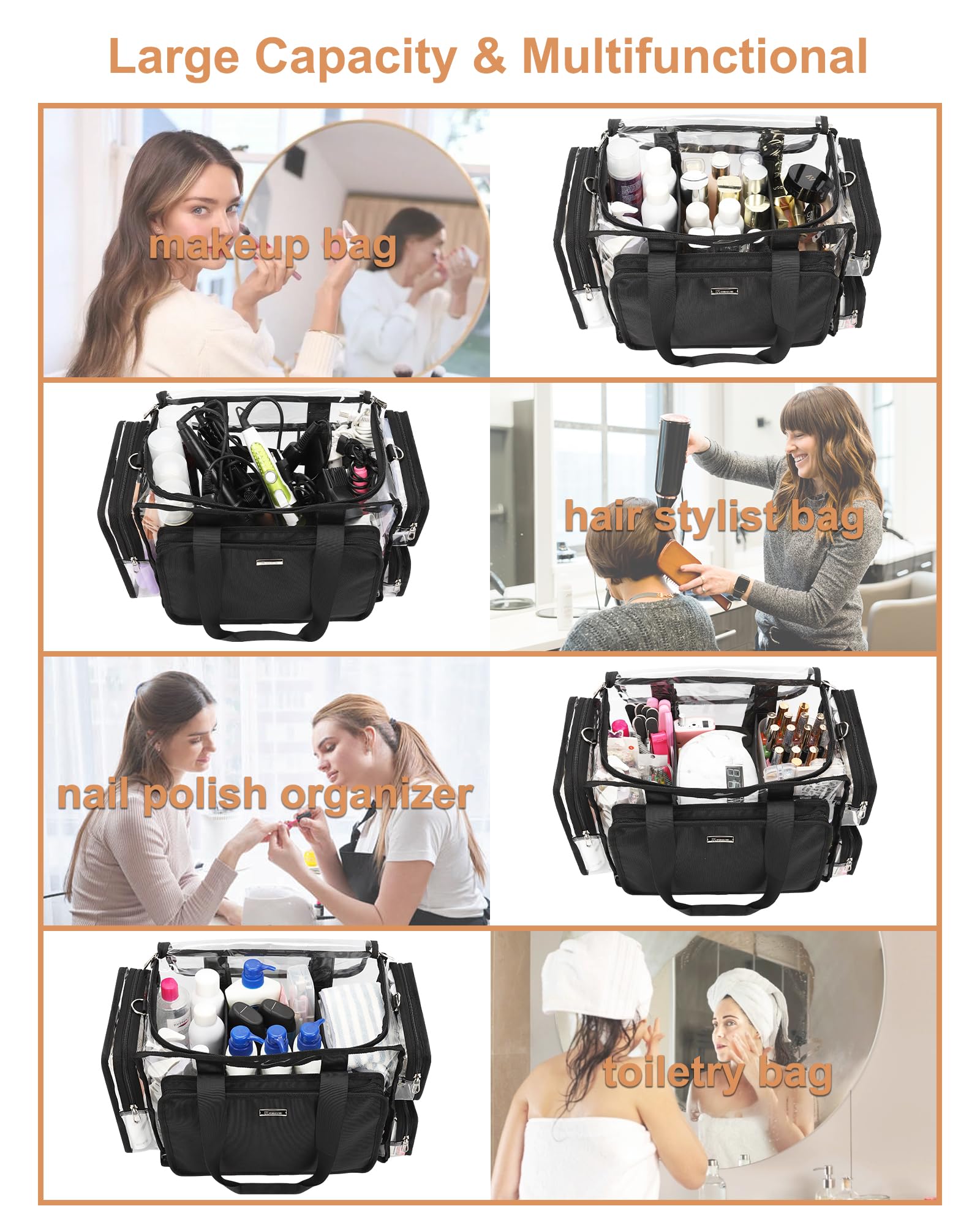 Relavel clear tote works as travel, gym, or beach bag.
