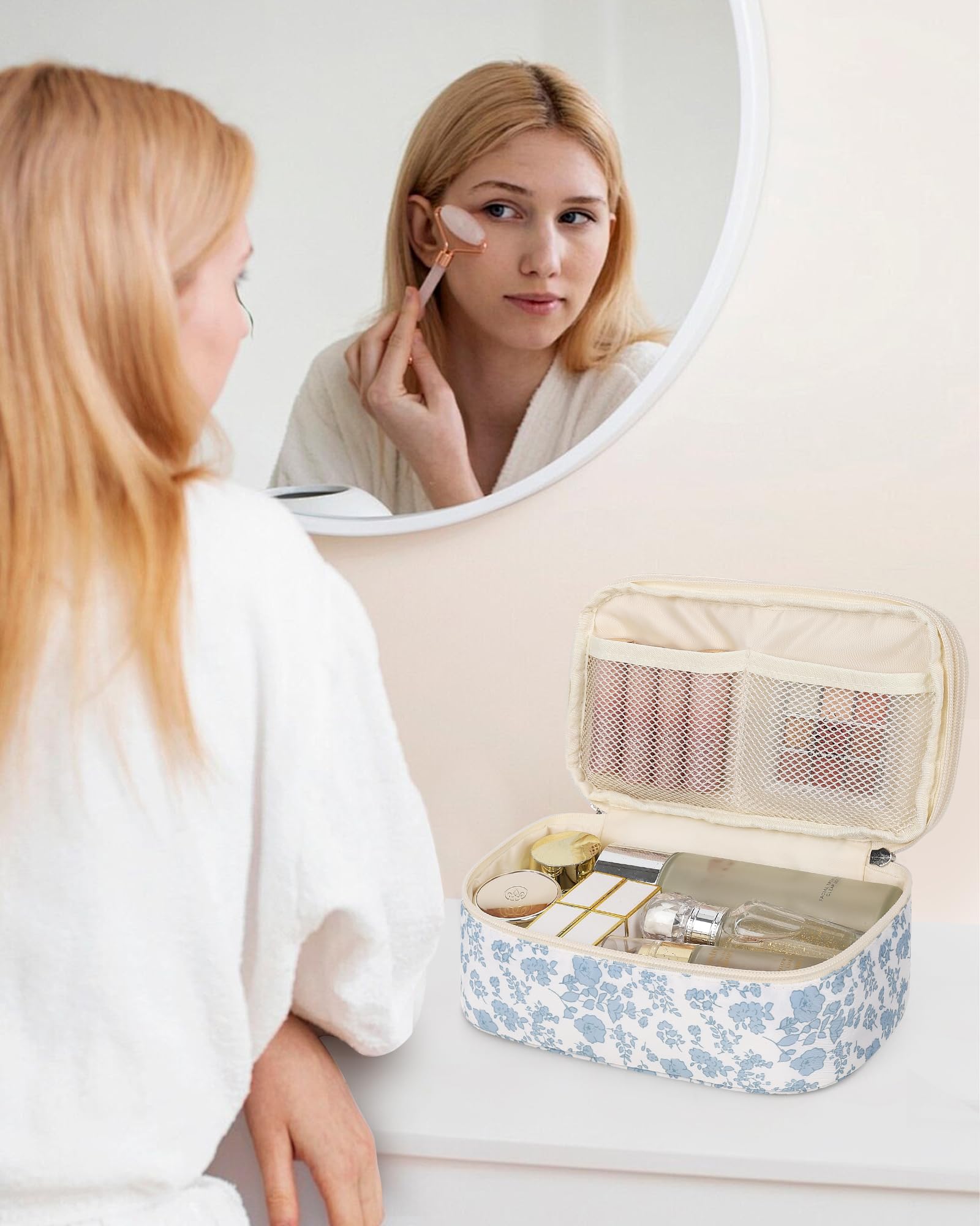 Relavel everyday cosmetics organizer keeps items secure during trips.
