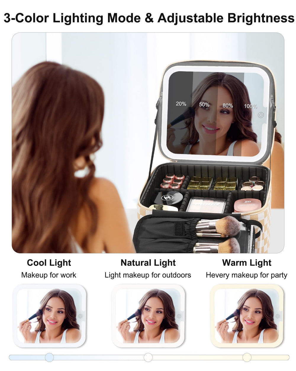 Relavel detachable EVA partitions customize space for cosmetics and tools.