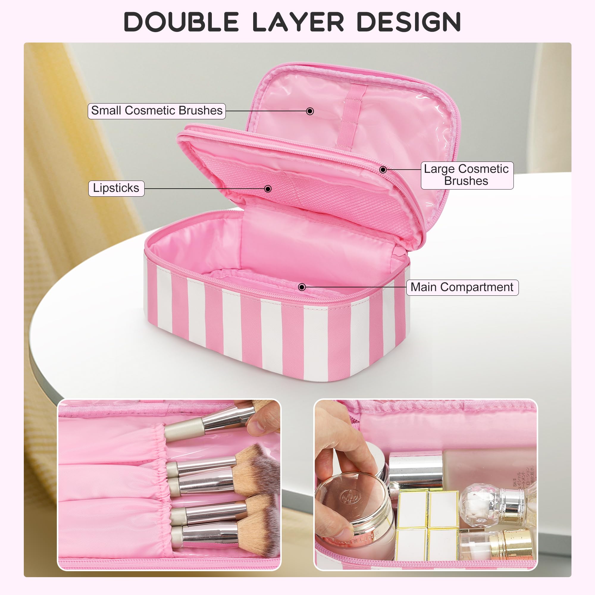 Relavel separate-compartment design with mesh pockets for easy access.
