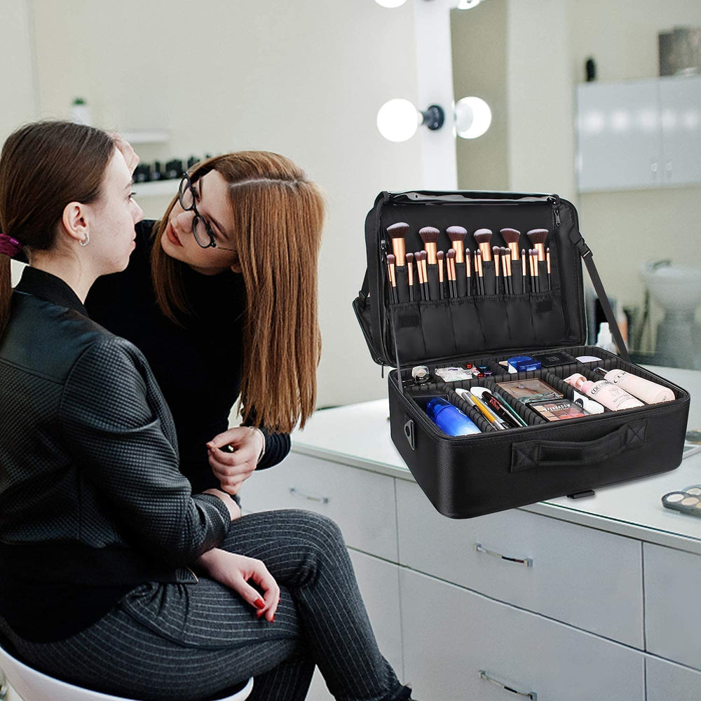 Relavel extra large makeup case with durable exterior and secure zippers.