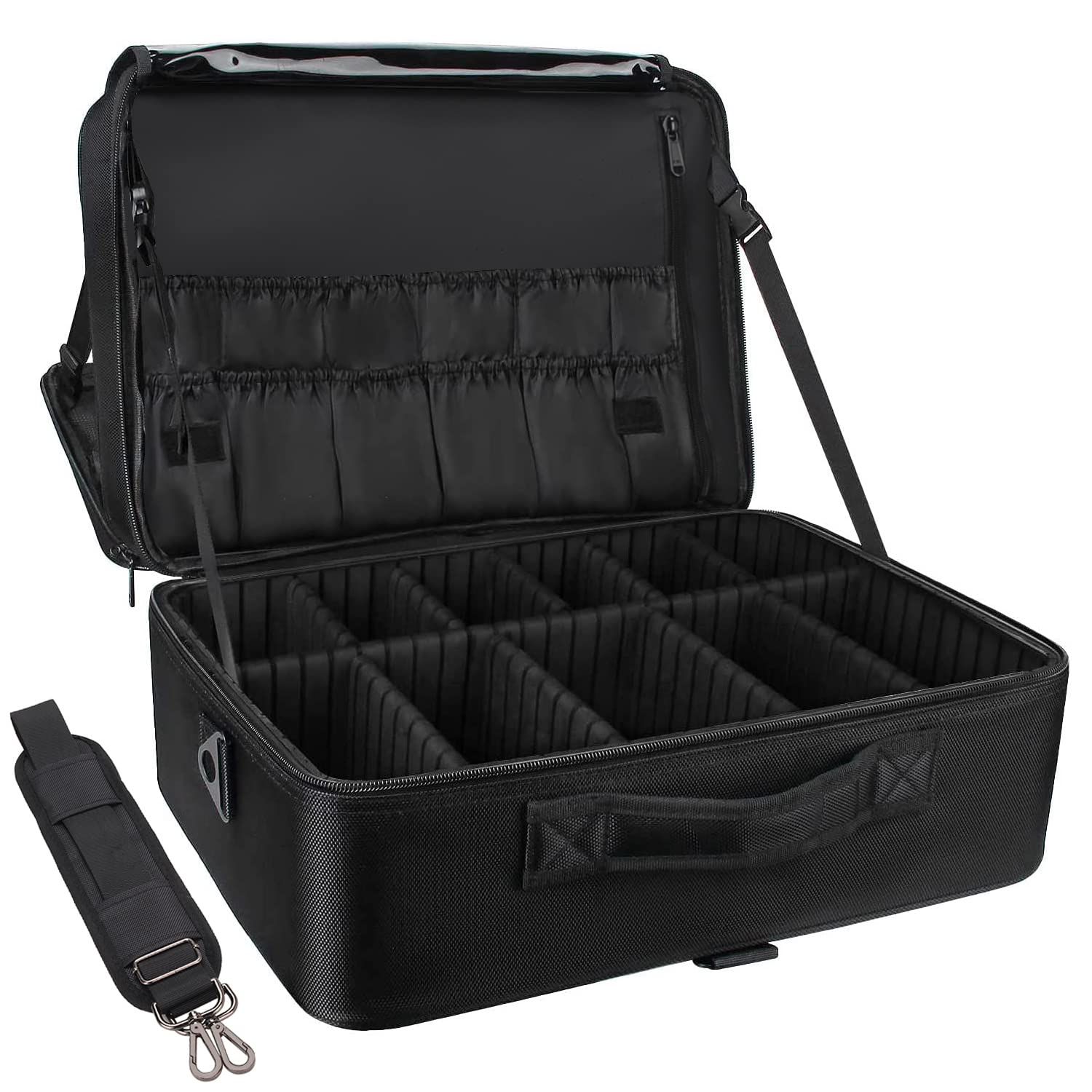Relavel extra large makeup case top view ideal for organized cosmetics on the go.
