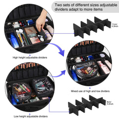 Relavel extra large makeup case on trolley demonstrates easy transport during travel.