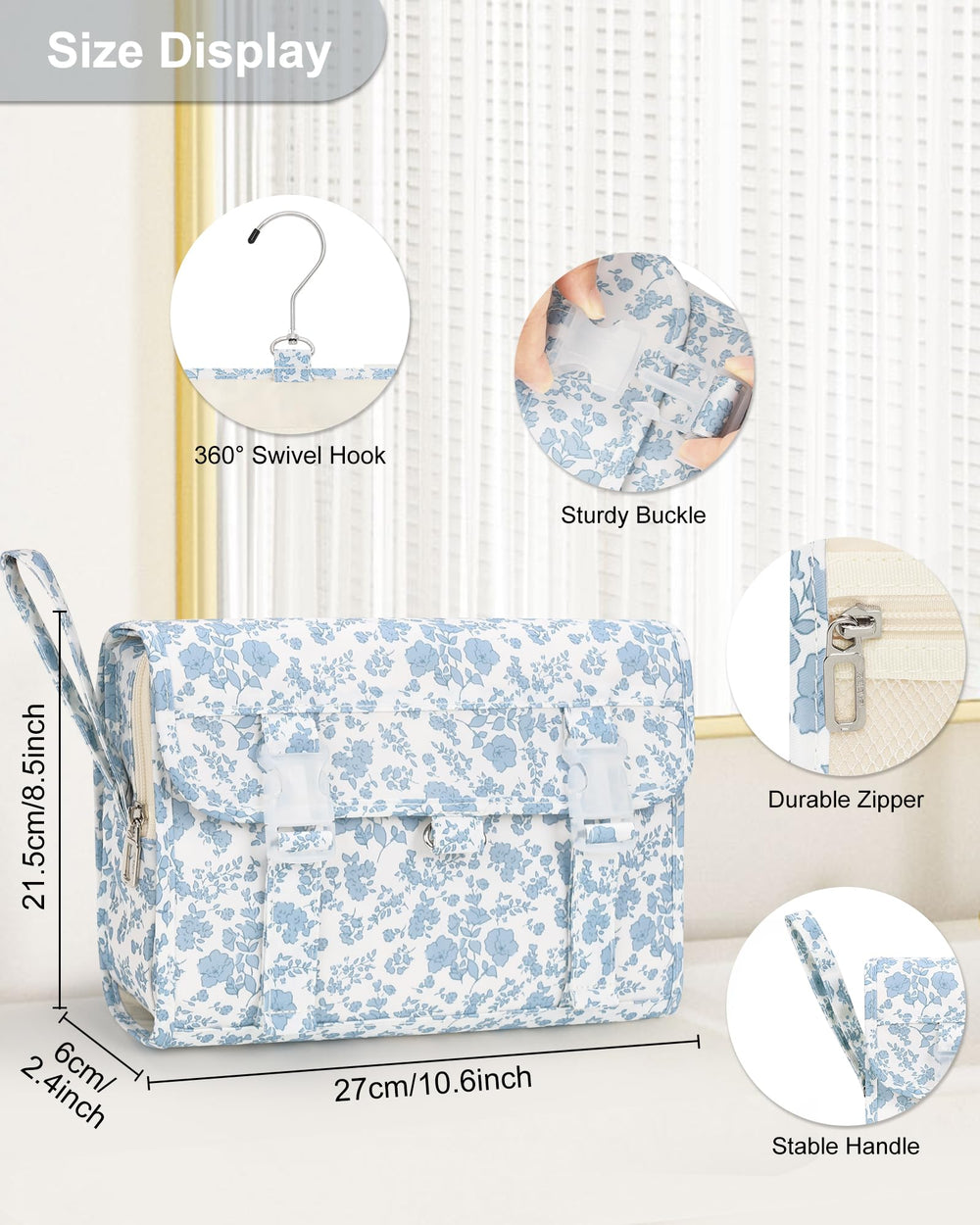 Relavel hanging toiletry bag compartments for cosmetics and toiletries