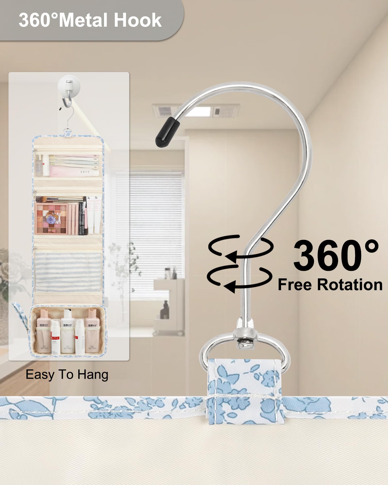 Relavel hanging toiletry bag open view showing interior