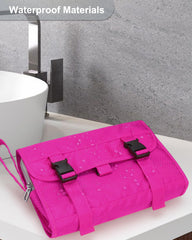 Relavel hanging travel toiletry bag folded-compact demonstrates space saving design for trips