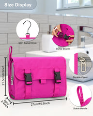 Relavel hanging travel toiletry bag side-pocket shows quick access to essentials