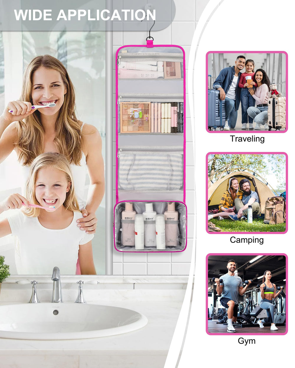Relavel hanging travel toiletry bag waterproof nylon resists spills in bathrooms and during travel