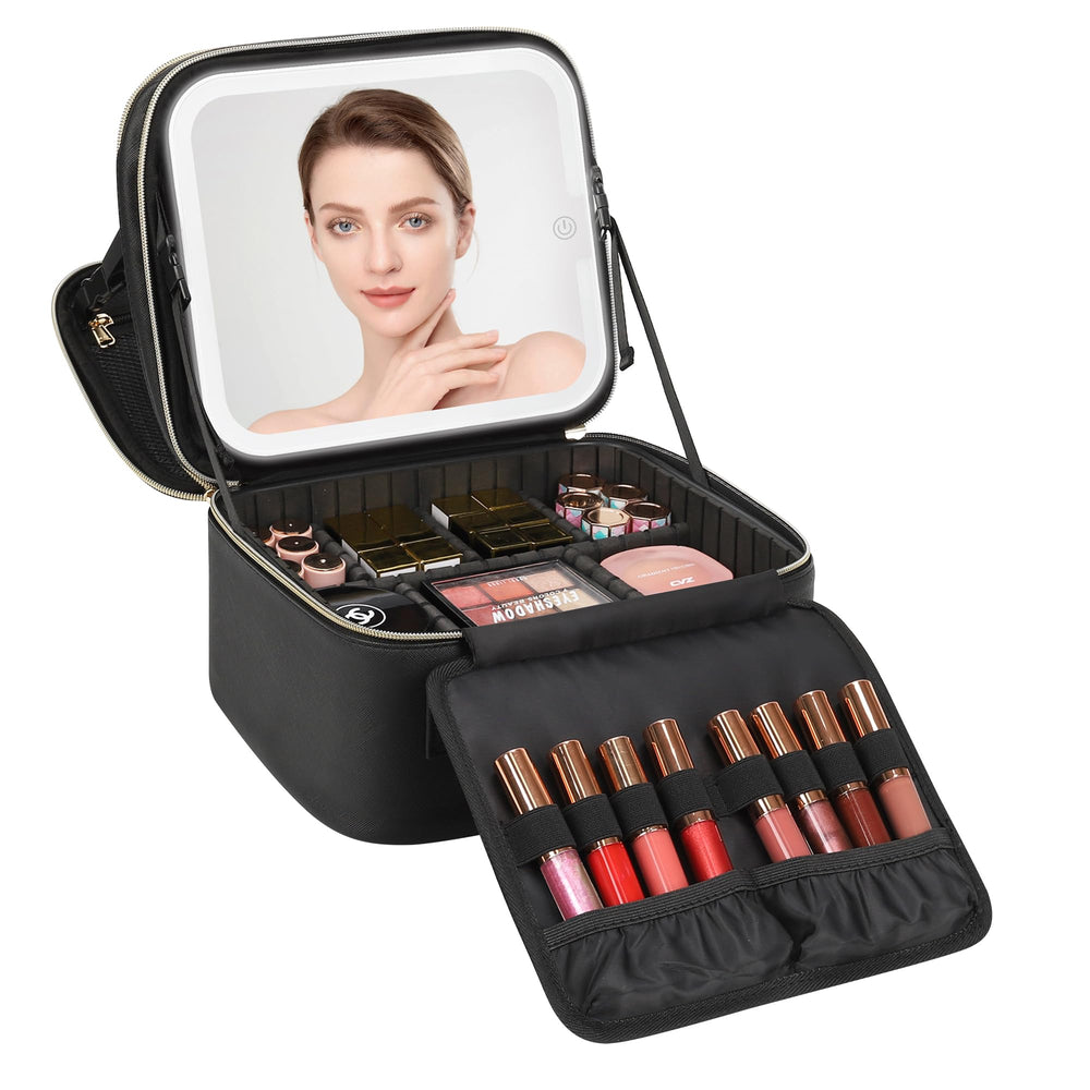 Relavel LED mirror makeup bag with integrated light for on-the-go makeup checks
