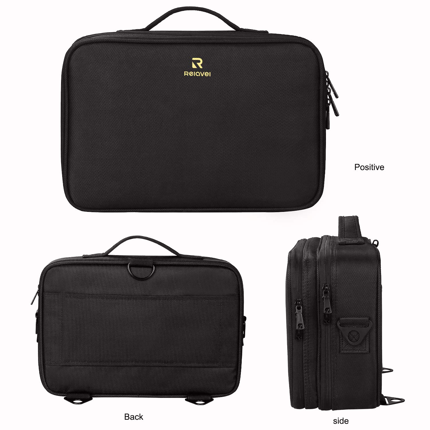 Relavel makeup bag black travel case complements professional gear for organized trips