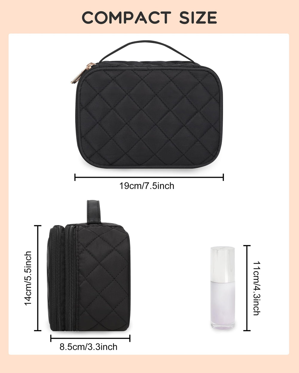 Relavel makeup bag with brush holders ideal for travel grooming.