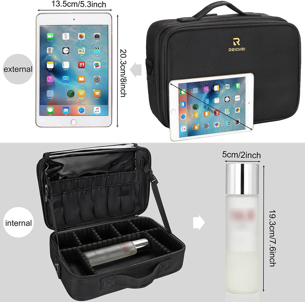 Relavel makeup bag large capacity supports 13.8-inch case essentials on the go