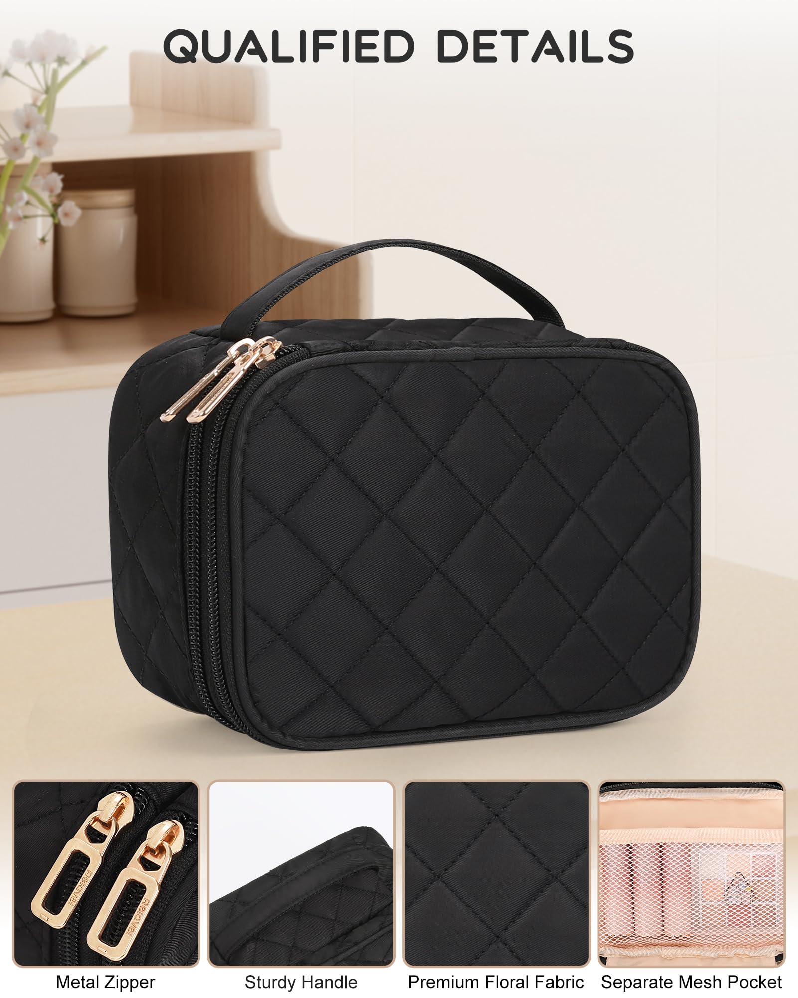 Relavel makeup bag large inner storage for cosmetics and essentials.