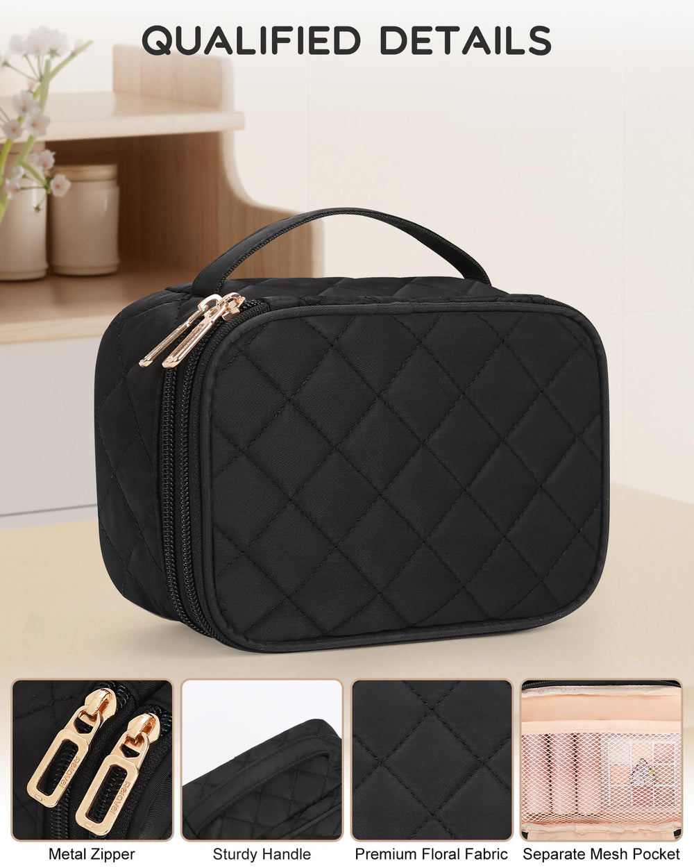 Relavel makeup bag large inner storage for cosmetics and essentials.