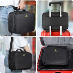 Relavel makeup bag with shoulder strap offers hands-free portability for trips