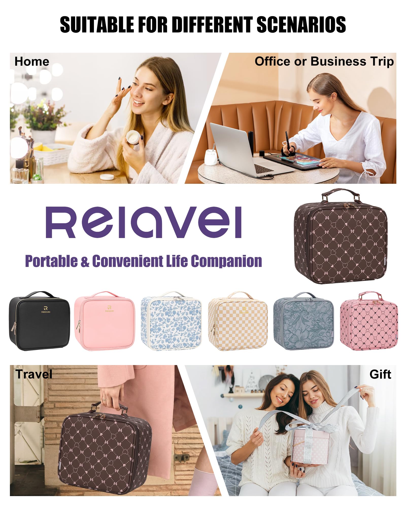 Relavel makeup box 3-color light modes enable true-to-life makeup checks