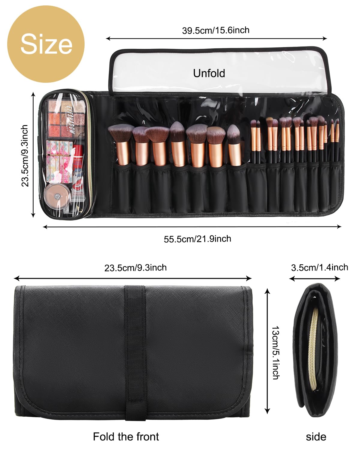 Relavel makeup brush bag organized compartments keep brushes ready and neatly separated.