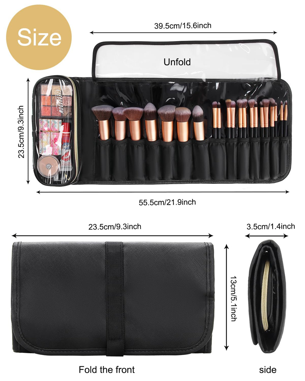 Relavel makeup brush bag organized compartments keep brushes ready and neatly separated.