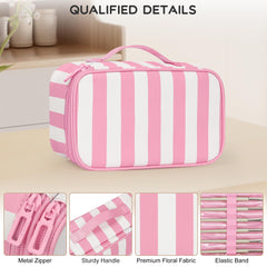 Relavel makeup brush compartment on first layer with four brush holders.