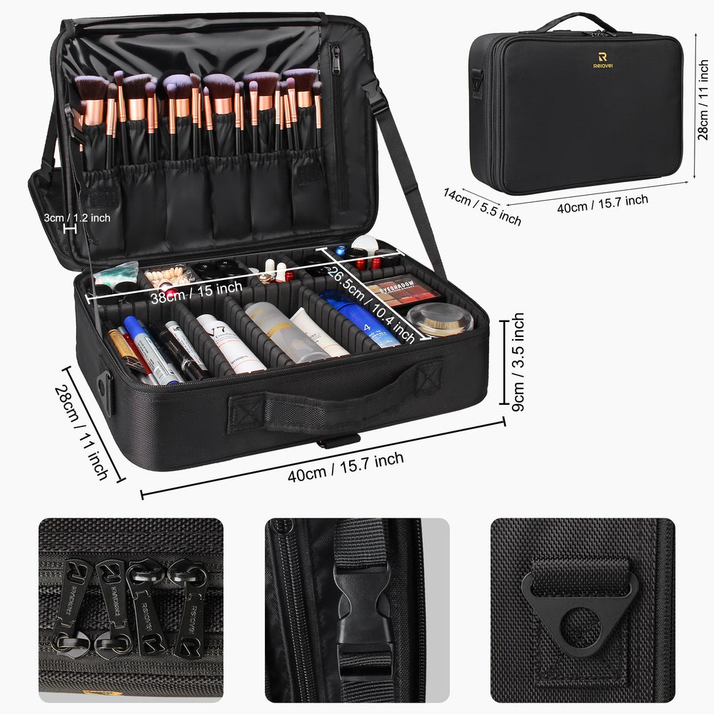 Relavel makeup case interior dividers provide adjustable space for cosmetics