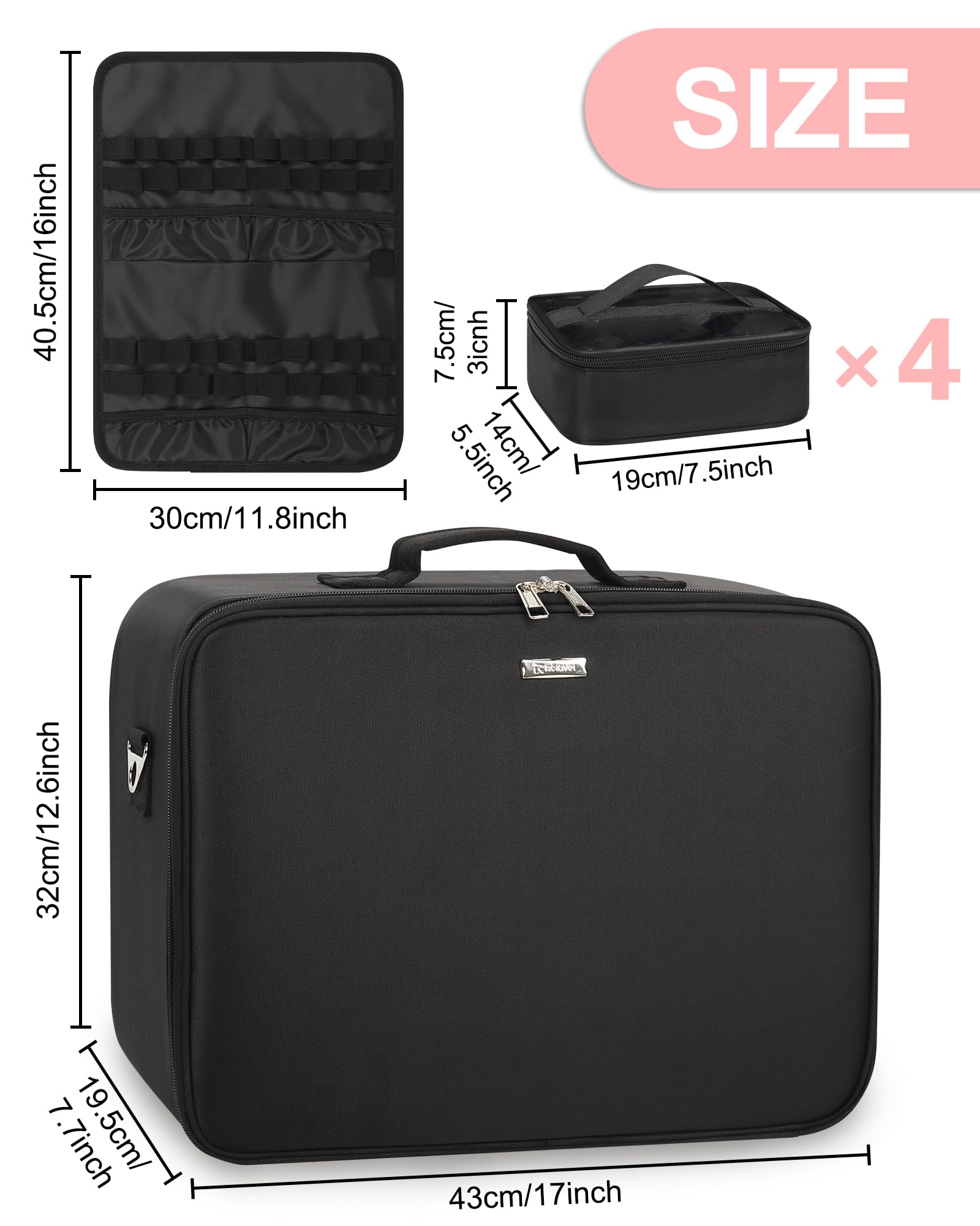 Relavel makeup case waterproof oxford fabric with PVC lining for easy cleaning