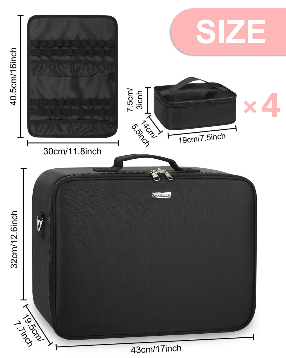 Relavel makeup case waterproof oxford fabric with PVC lining for easy cleaning