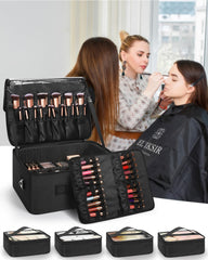 Relavel makeup case close-up of durable zipper and exterior material for travel