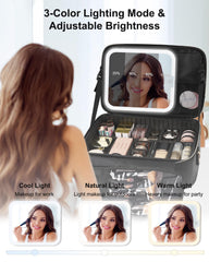 Relavel makeup train case waterproof PU leather demonstrates durable, easy-to-clean surface on the go.