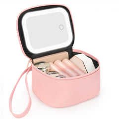 Relavel mini makeup bag with LED mirror for on-the-go touch-ups.
