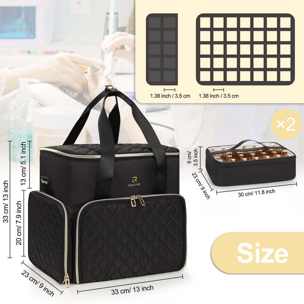 Relavel organizer shoulder straps free hands for travel and makeup gigs.