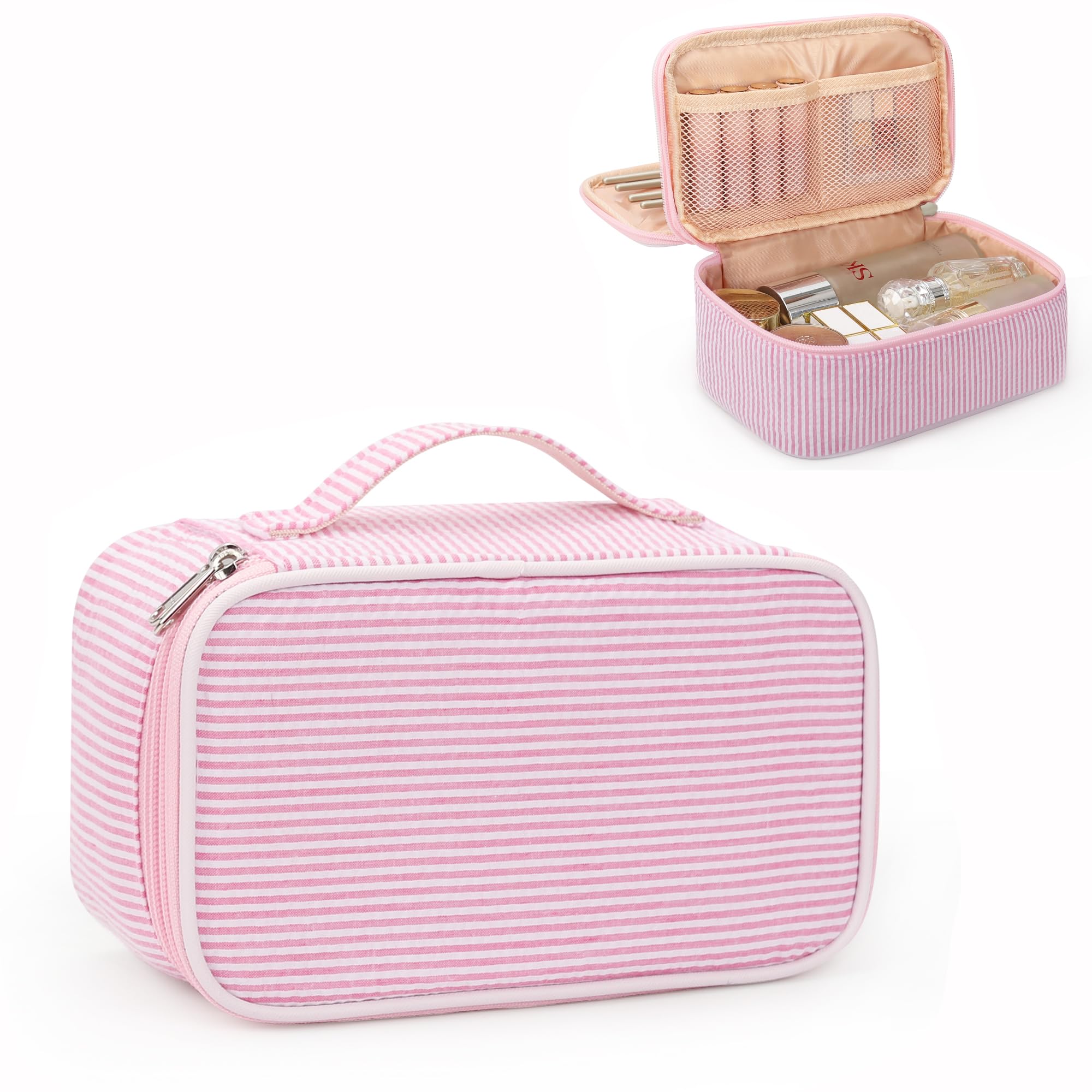 Relavel pink strip bag suitable for daily use and travel organization