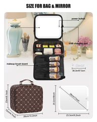 Relavel portable cosmetic organizer brown bowknot highlights stylish travel storage for cosmetics